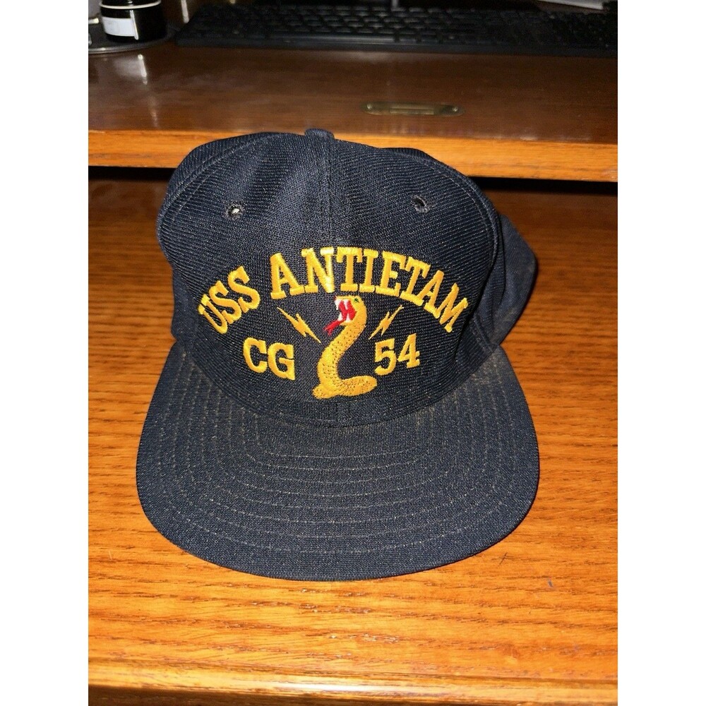 Vintage USS Antietam CG-54 Hat Cap Snap Back Navy Snake New Era Pro Dupont USA